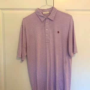 Duck Head Polo. Purple and White Stripes.